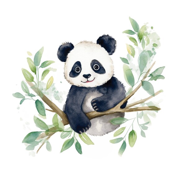 Cute Panda Picture In Watercolor Colors As A Cute Panda Poster Perfect As A Childrens Room Decoration Or Baby Room Picture
