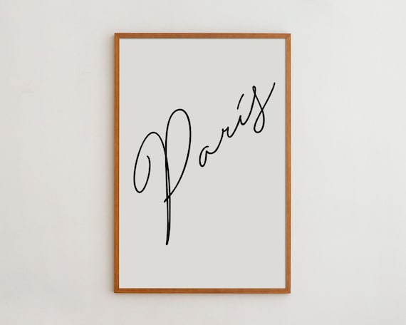 Paris Typography Print, Elegant Handwriting Travel Poster