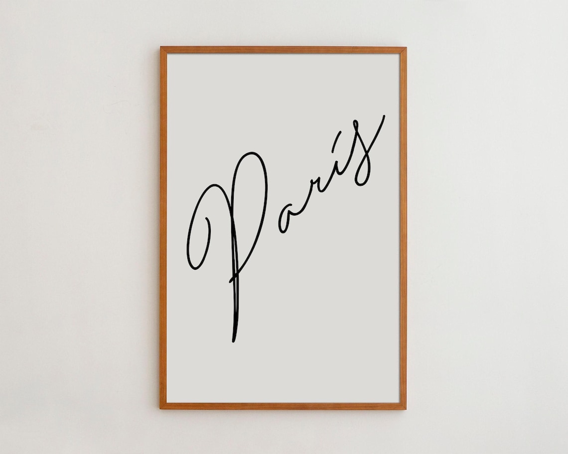 Paris Typography Print, Elegant Handwriting Travel Poster