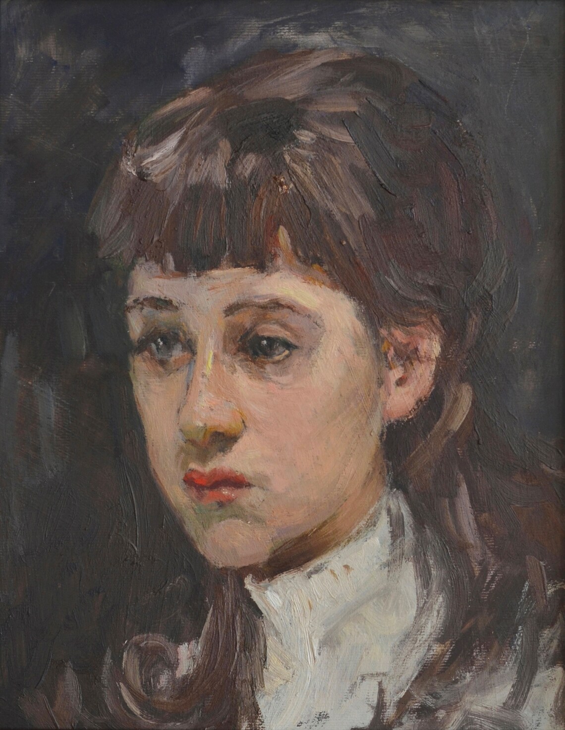 Original Oil Painting In A Frame Impressionistic Portrait Of A Young Girl Womans Portrait In Vintage Style European Fine Art - Image 4