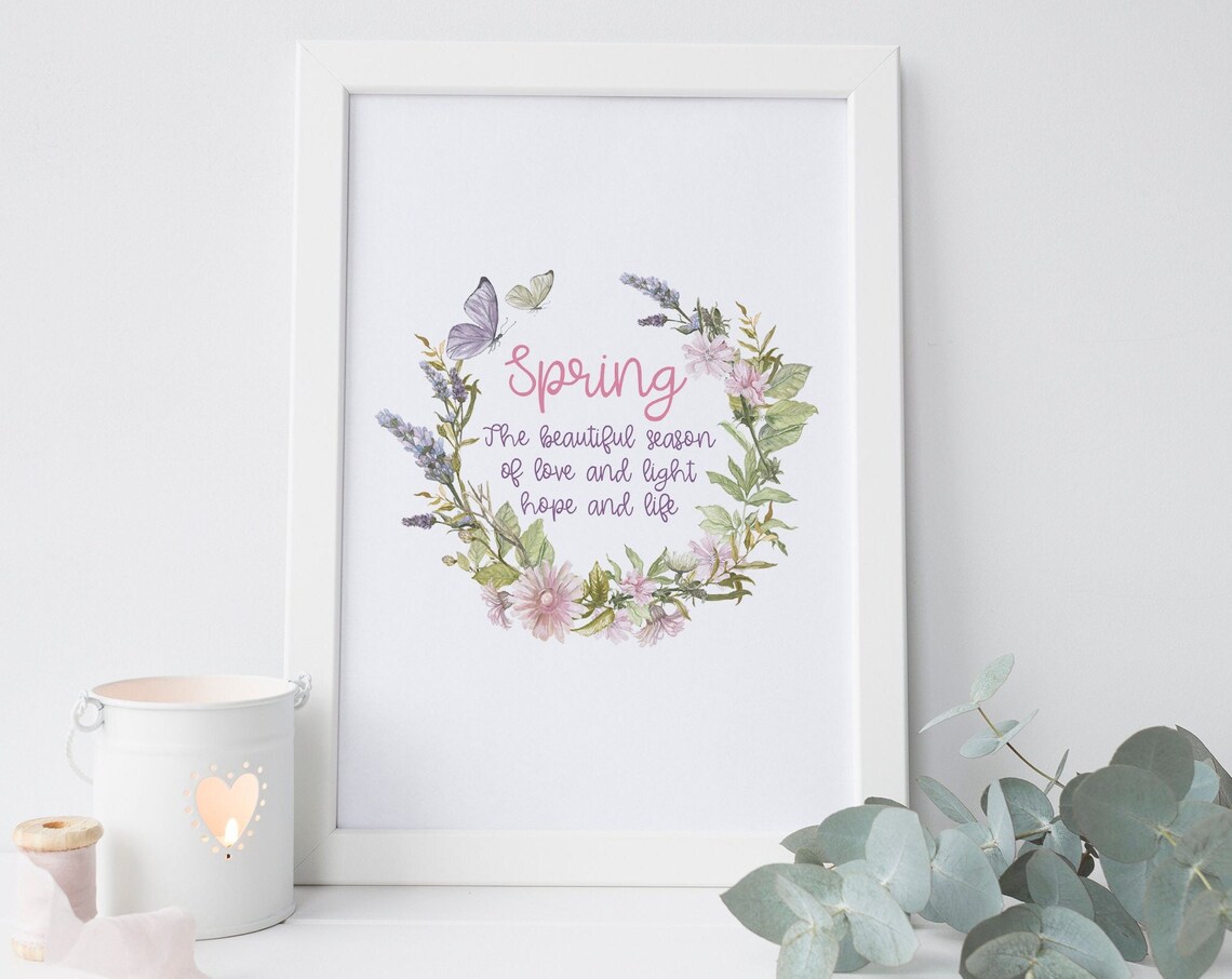 Spring Quote Floral Wreath Easter Saying Art Print - Image 2