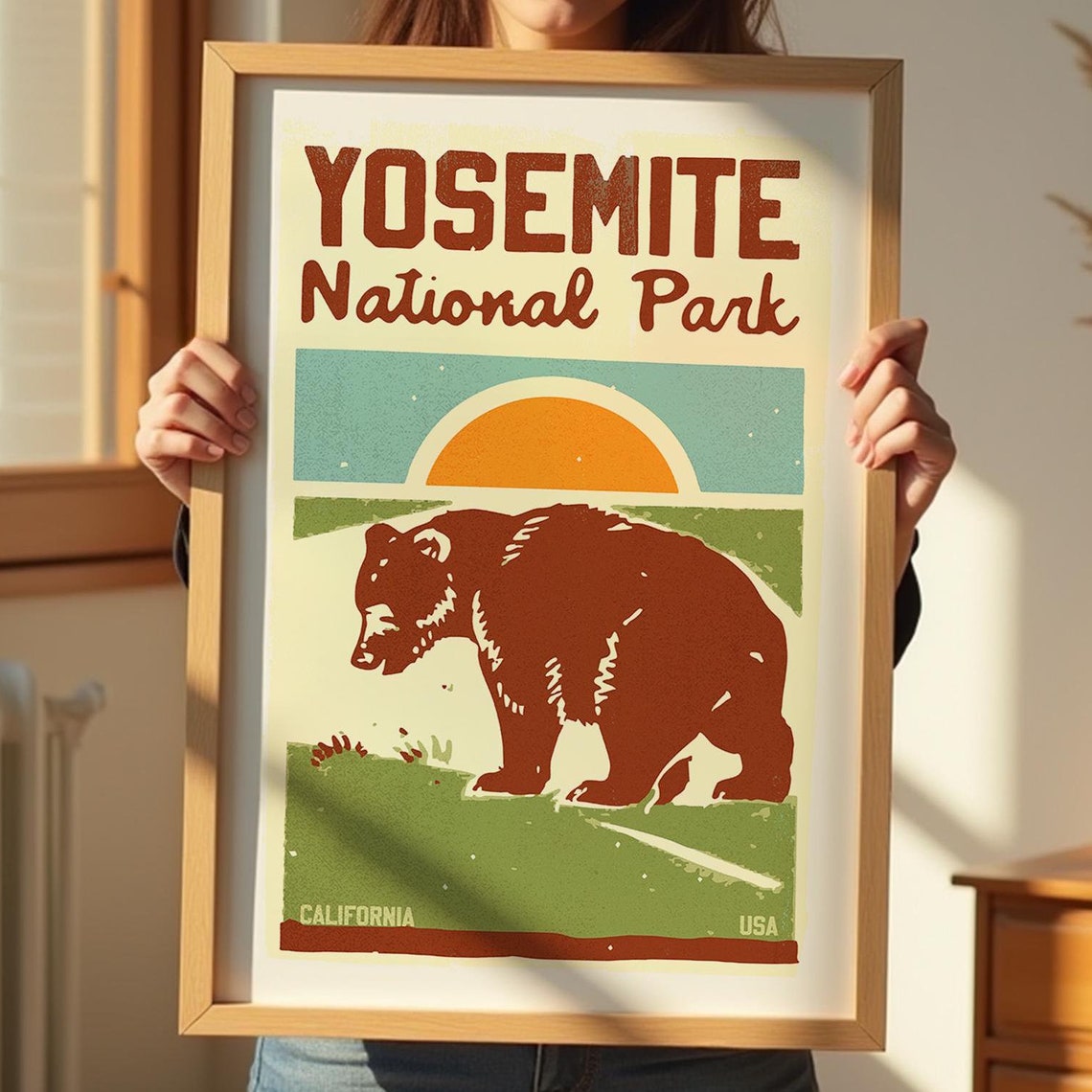 Yosemite Travel Print Retro Yosemite Art California Wall Art United States Travel Poster National Park Gift For Friend Outdoorsy Wall Decor