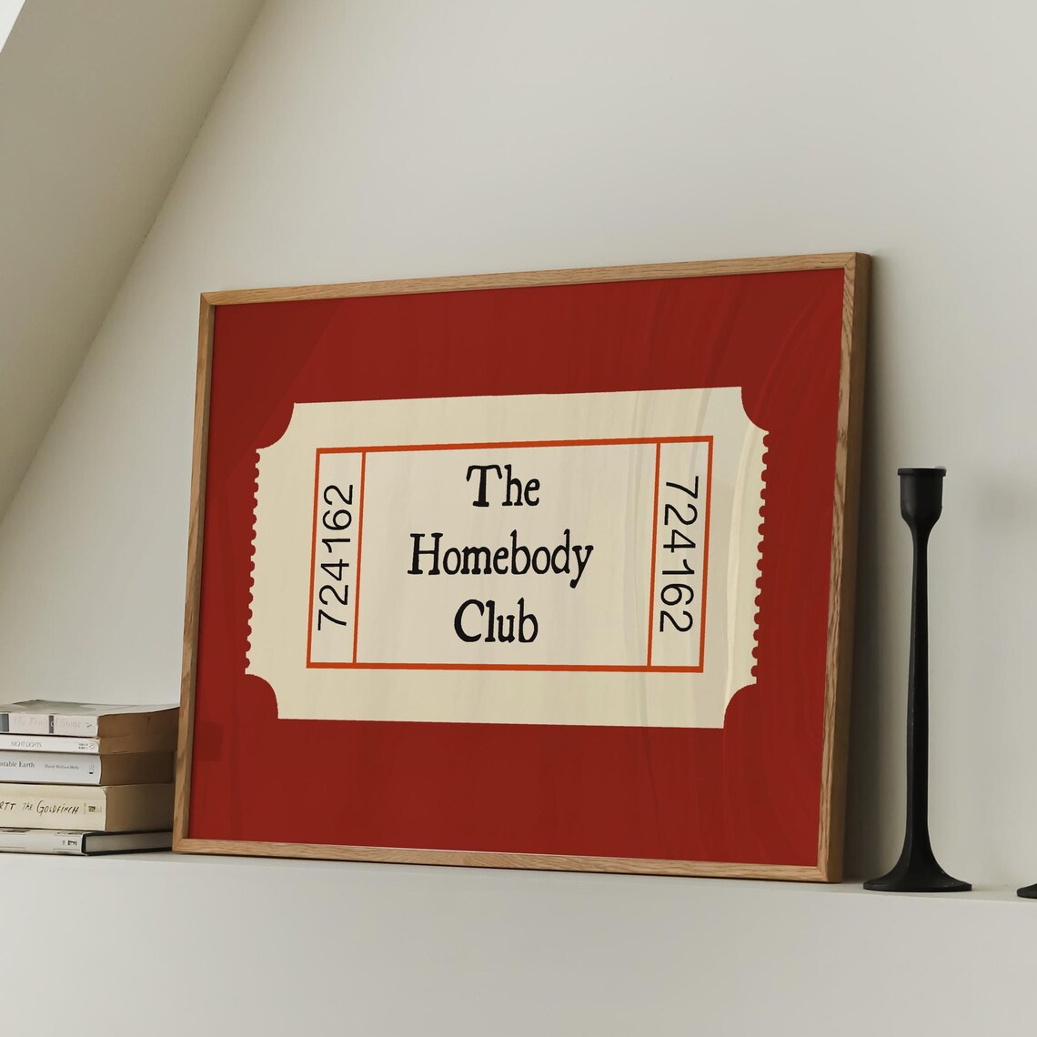 The Homebody Club Red Vintage Ticket Stub Trendy Wall Poster