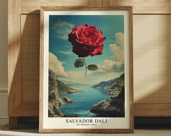 Dali Painting Red Rose Poster Salvador Dali Print Gallery Wall Art Surrealism Art Dali Poster Large Wall Art