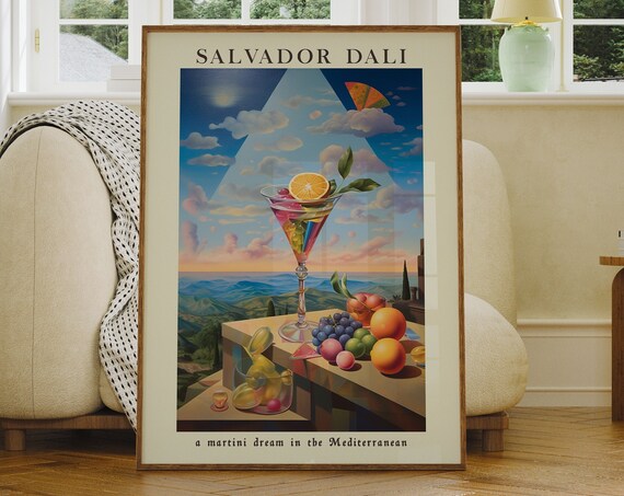 Salvador Dali Martini Cocktail Poster Prints Dali Wall Art Salvador Dali Poster