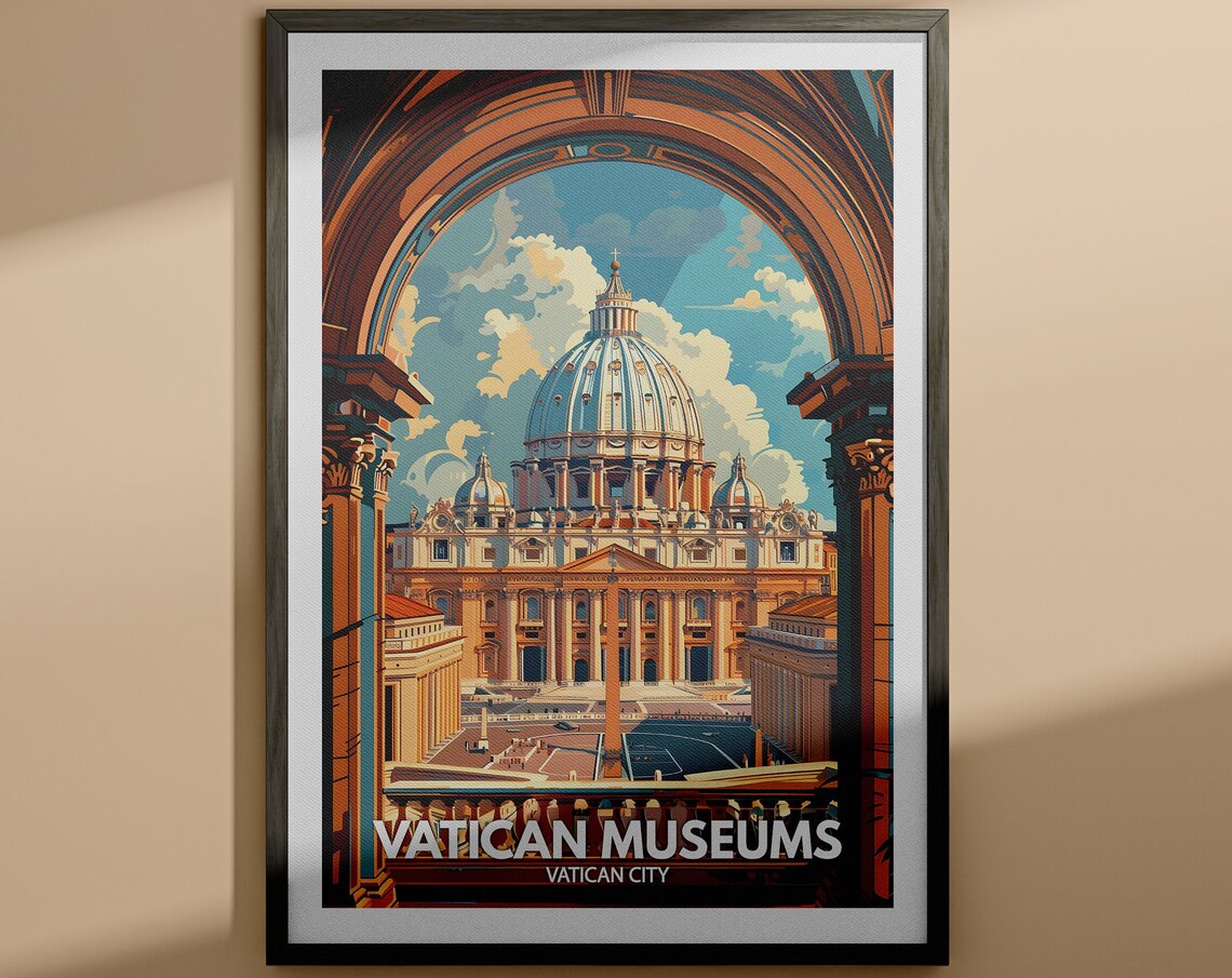 Vatican Museums Vatican City St Peters Basilica Travel Poster