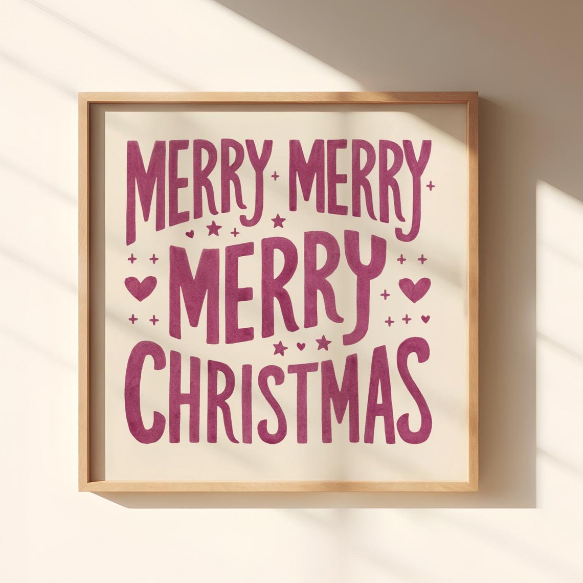 Merry Merry Christmas Square Retro Typography Holiday Poster