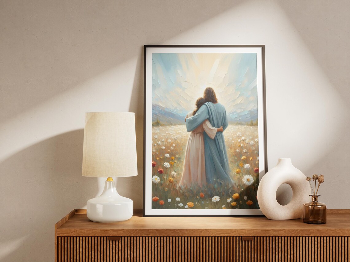 Moments Of Grace Jesus Hugging Woman Art Print - Image 4