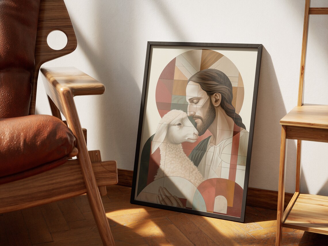Jesus And Lamb Religious Wall Art, Hallway Decor - Image 4
