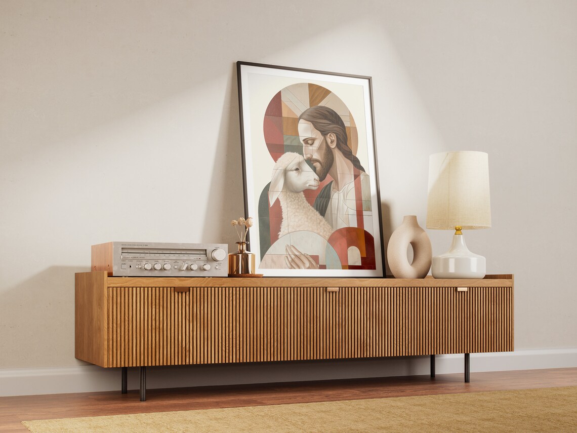 Jesus And Lamb Religious Wall Art, Hallway Decor - Image 3