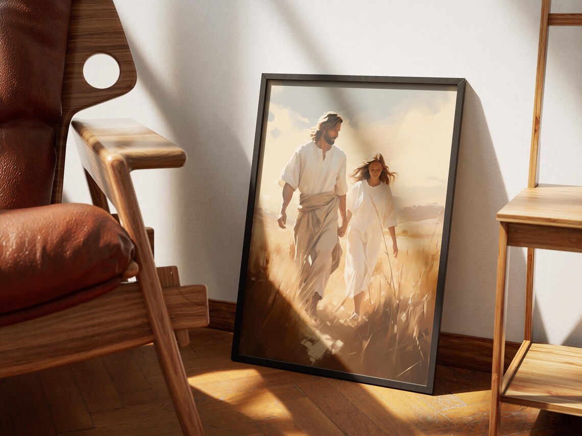Guided By Grace Jesus Walking With Woman Art - Image 2