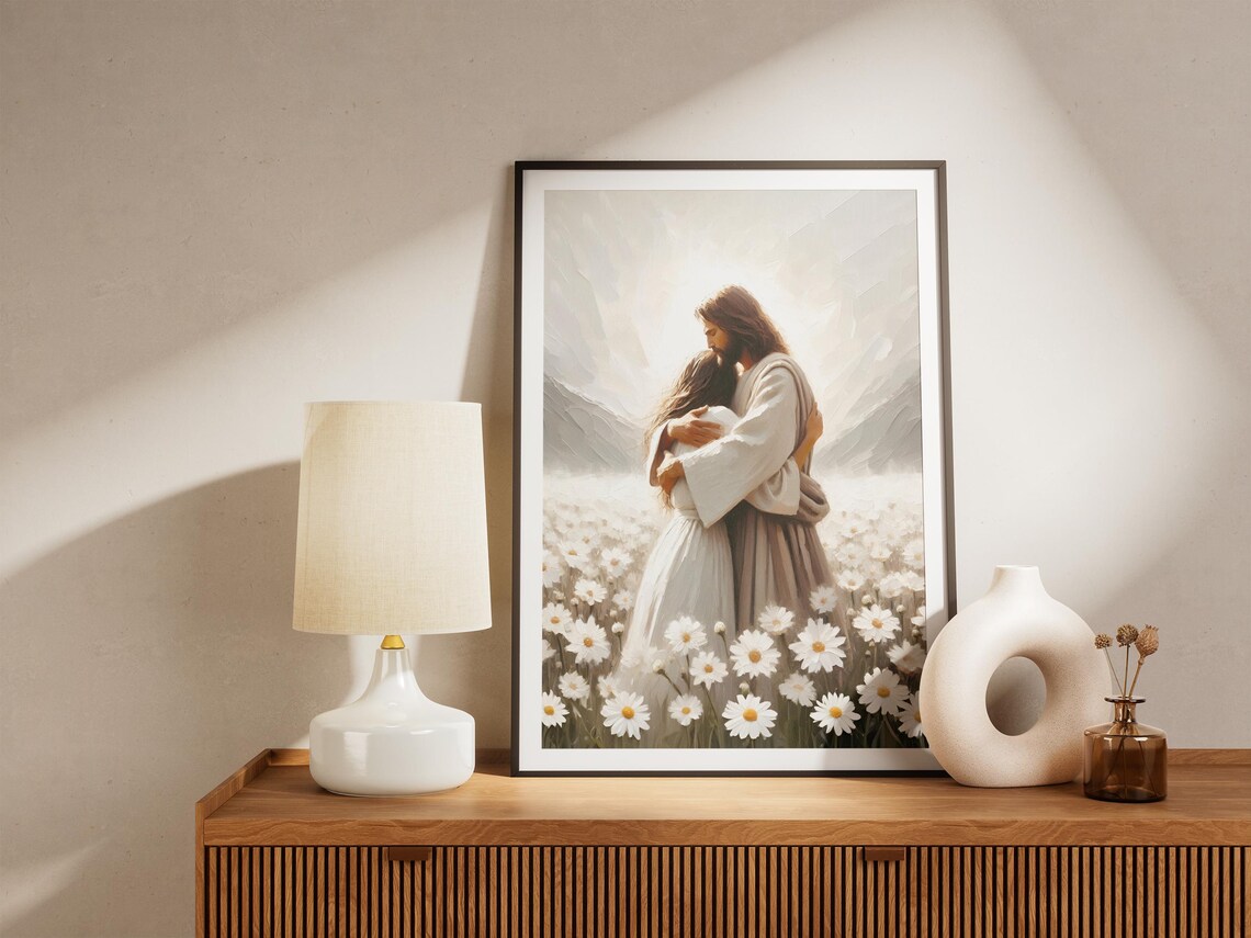 Jesus Hugging Woman Christian Wall Art Print - Image 4