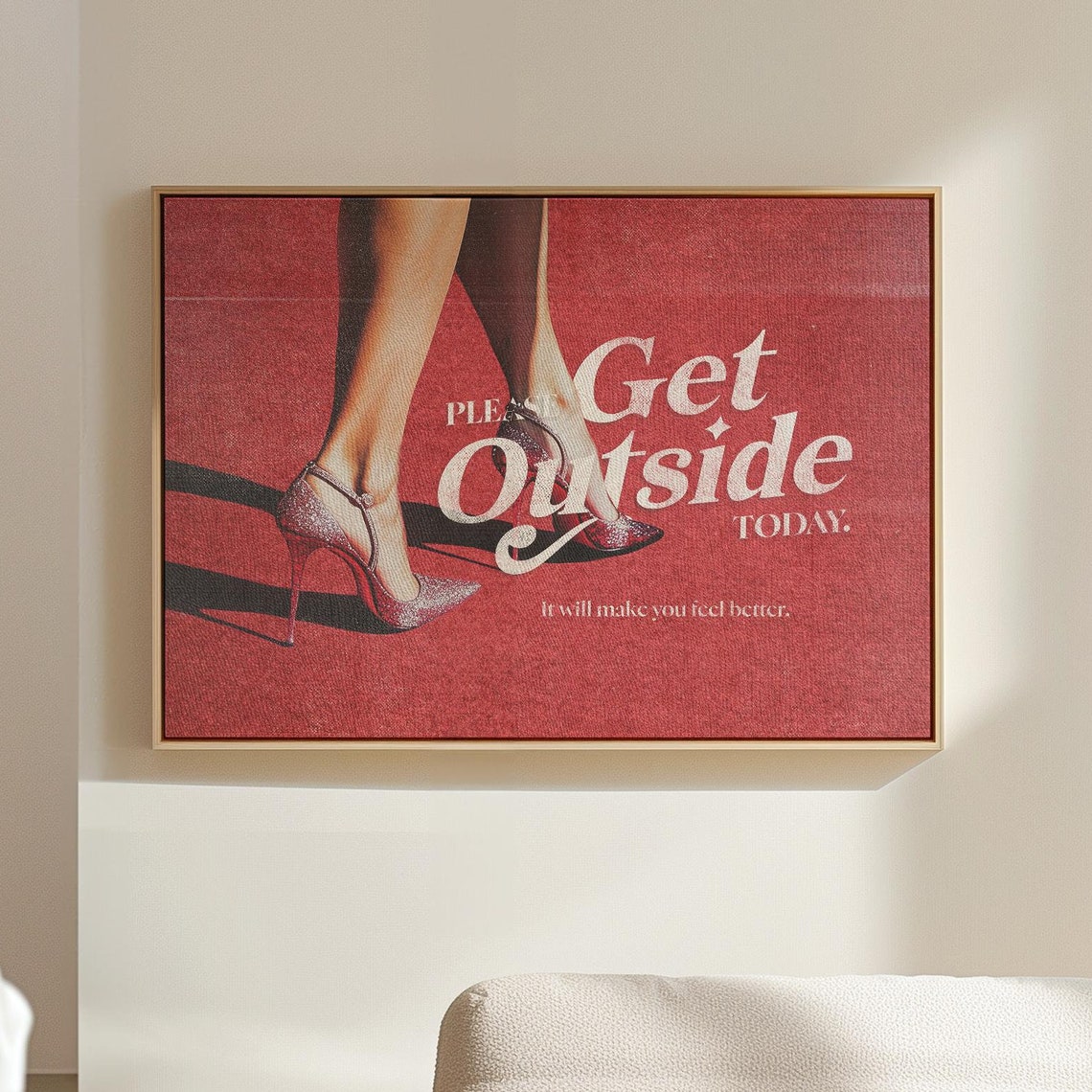Please Get Outside Today Retro Red Heels Self Love Motivational Poster