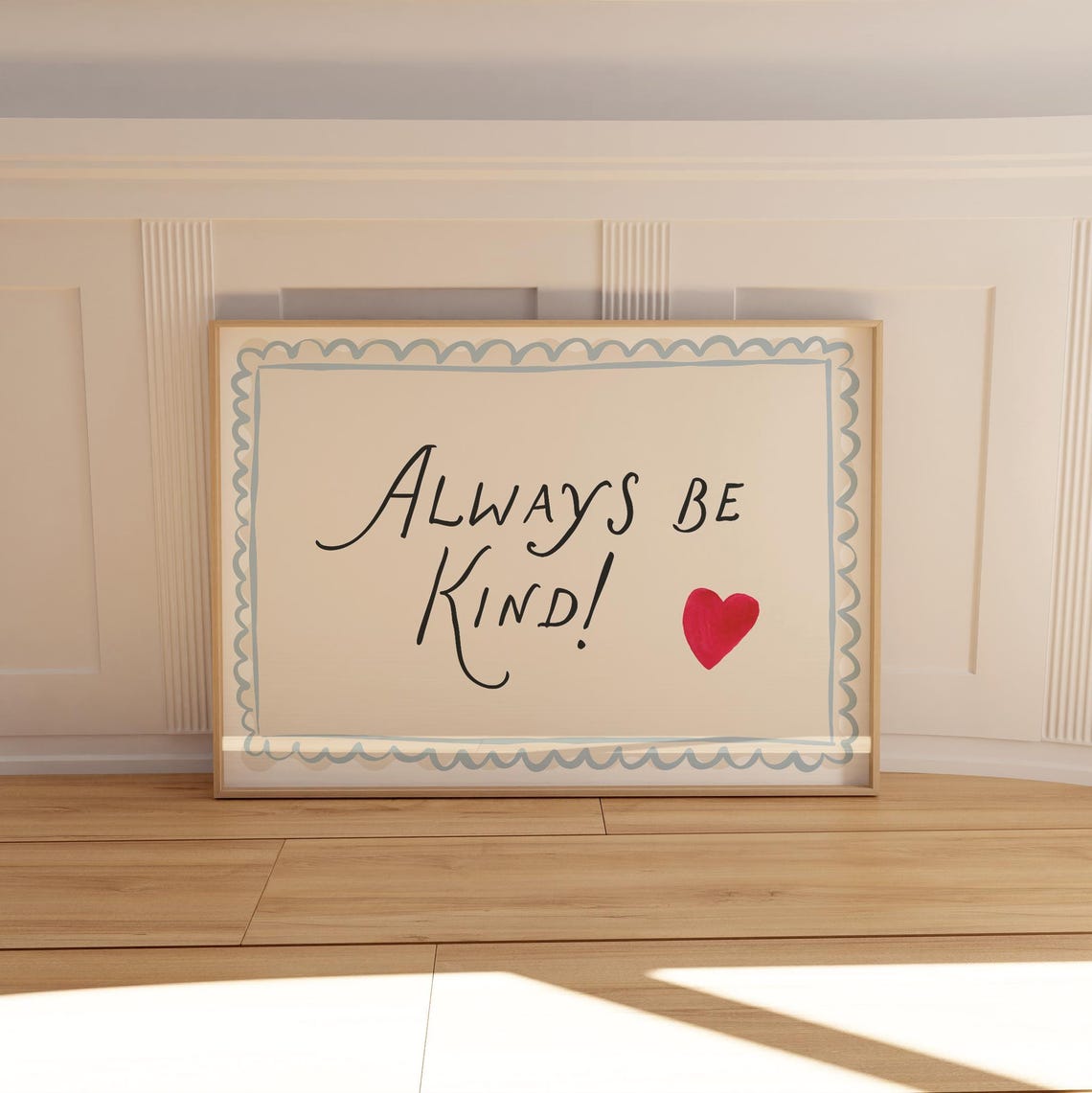 Always Be Kind Handwritten Quote Red Heart Watercolor Poster