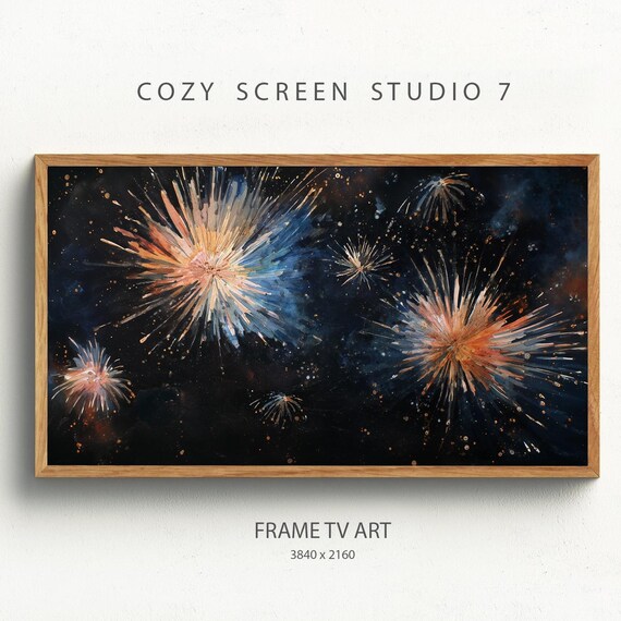 New Year Fireworks Frame Tv Art Years Eve Nye Painting
