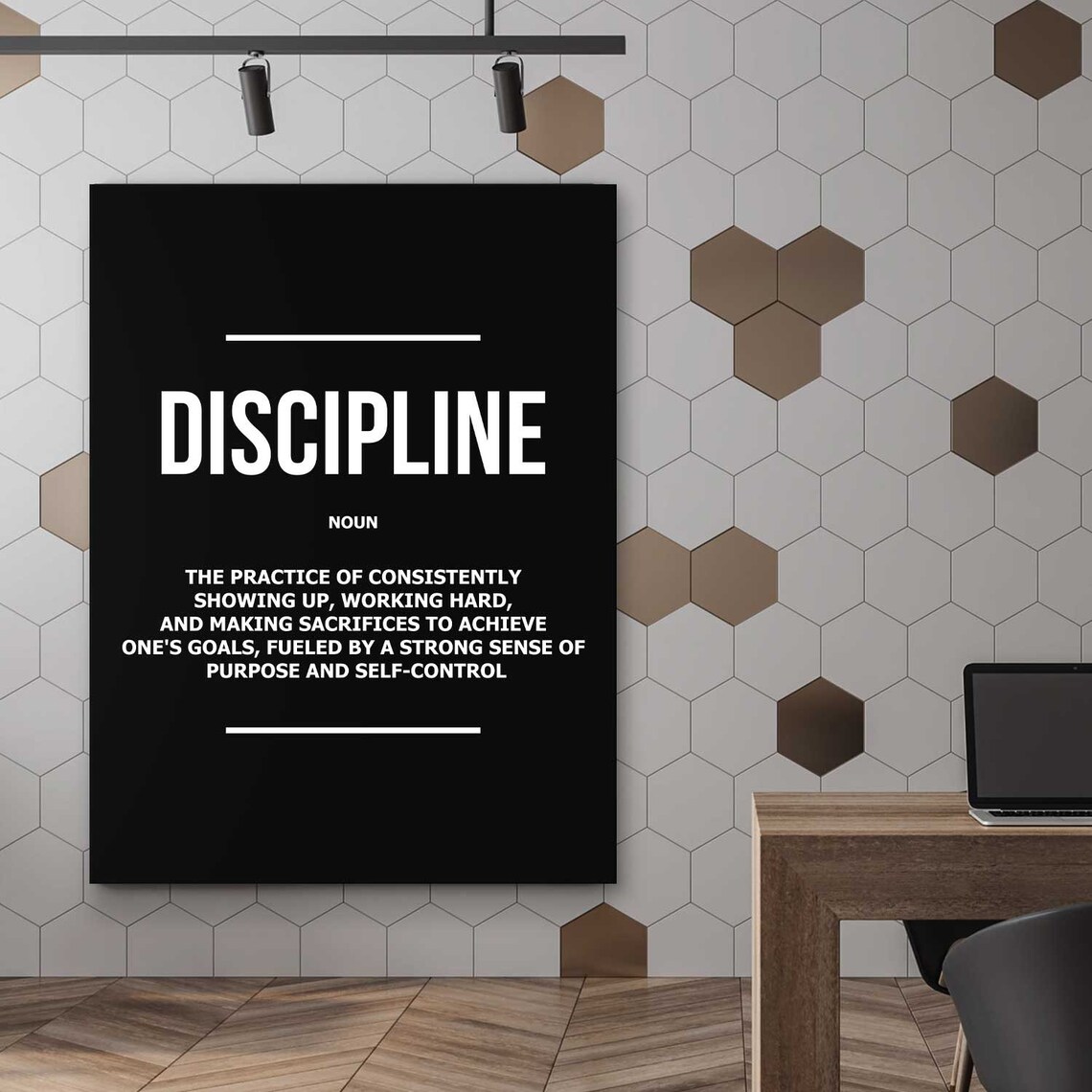 Discipline Motivational Quote Poster, Modern Office Decor