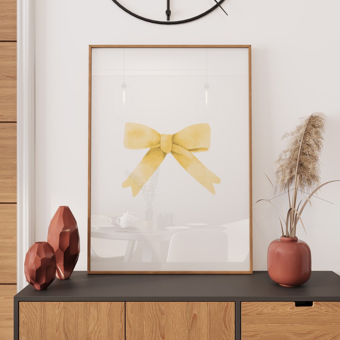Yellow Watercolor Bow Single Bright Girly Bedroom Decor Wall Art - Image 2