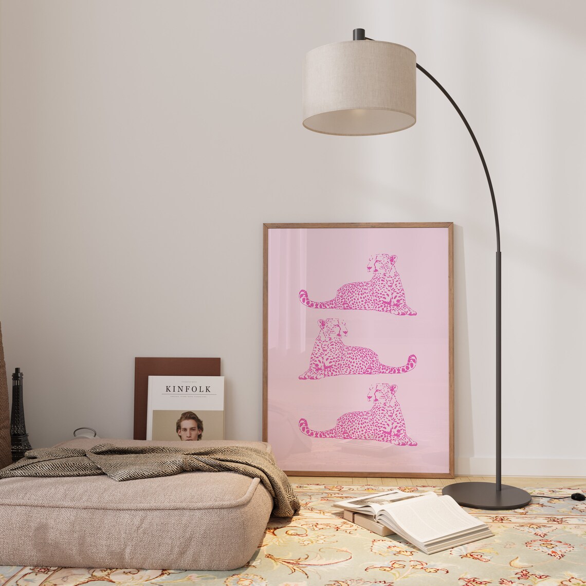 Cheetah Wall Art Print, Pink Bedroom Decor - Image 3