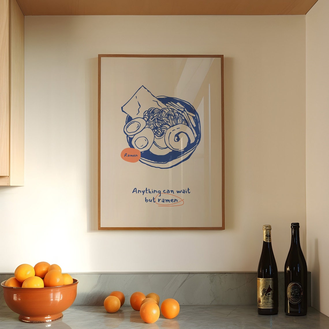 Ramen Noodle Bowl Illustration Kitchen Quote Funny Food Art Poster - Image 3
