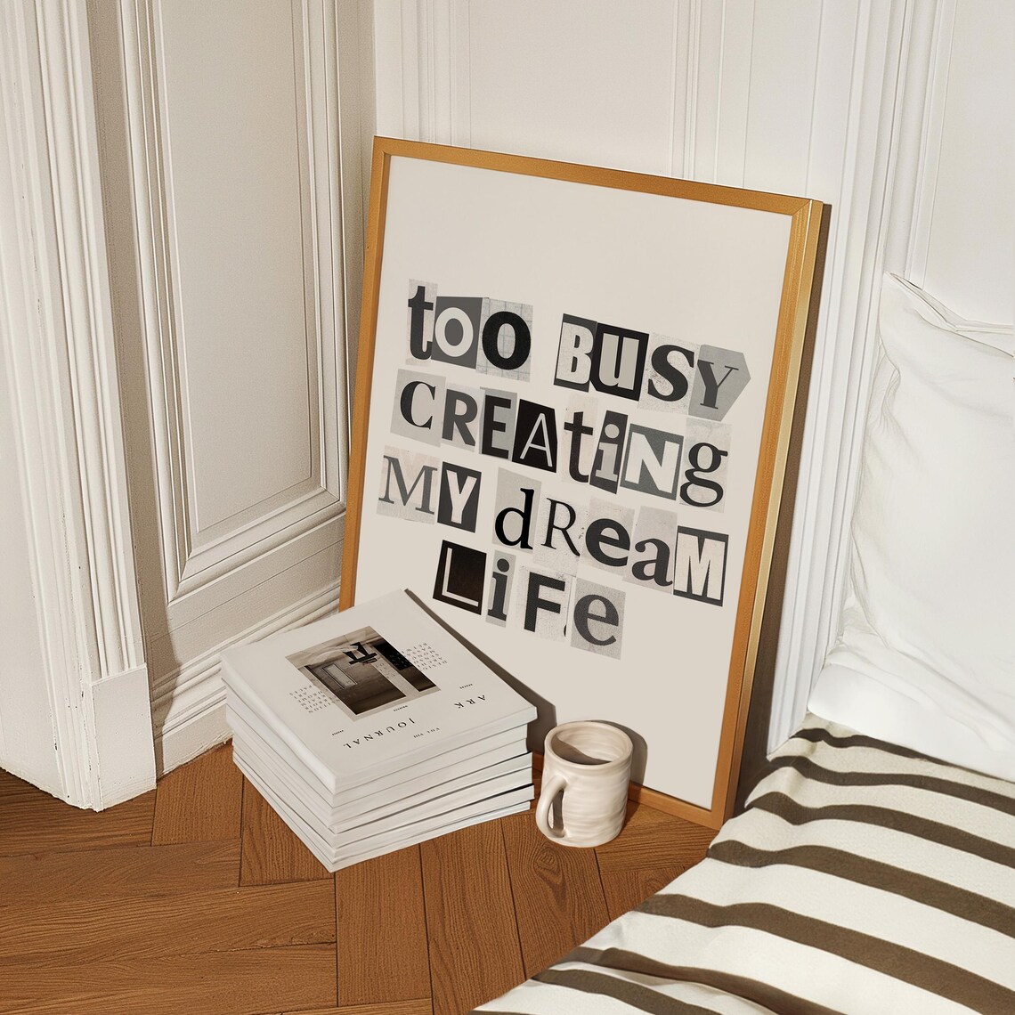 Too Busy Creating My Dream Life Ransom Letter Typography Poster - Image 2