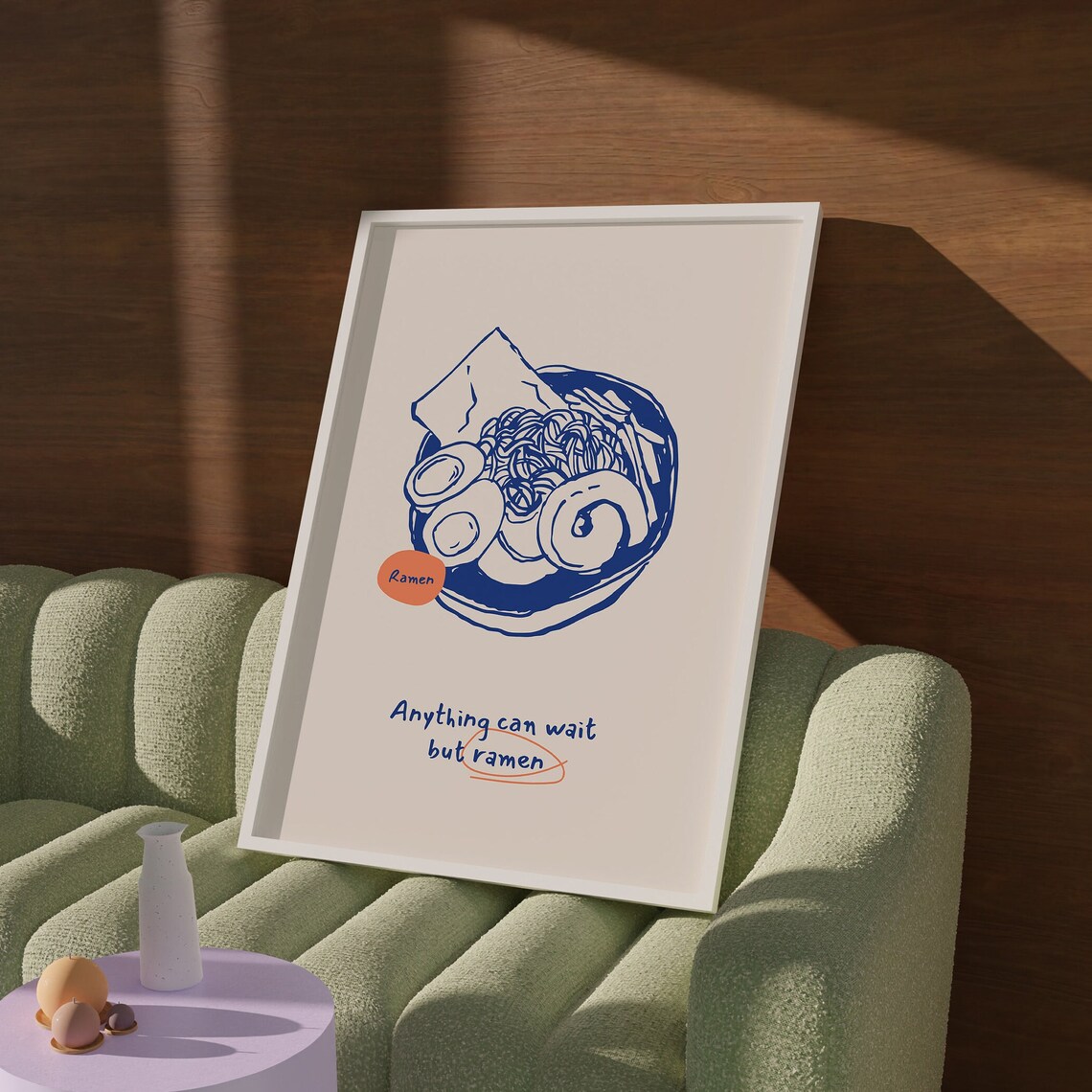 Ramen Noodle Bowl Illustration Kitchen Quote Funny Food Art Poster - Image 2