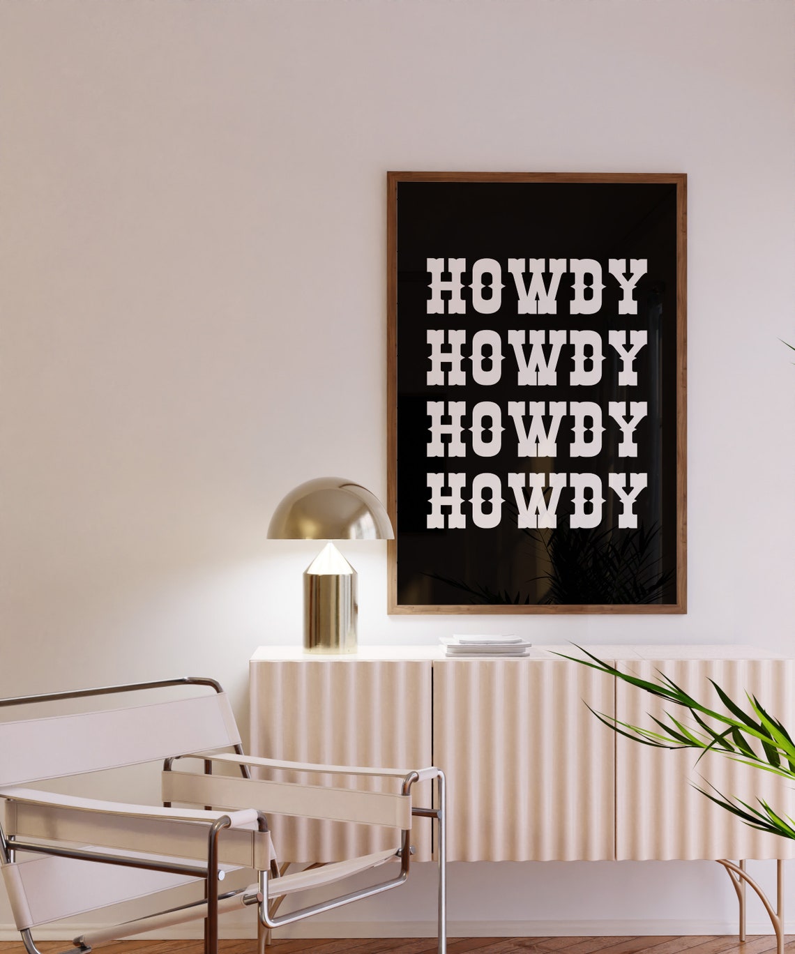 Howdy Western Repeat Typography Black White Cowboy Decor Poster - Image 3