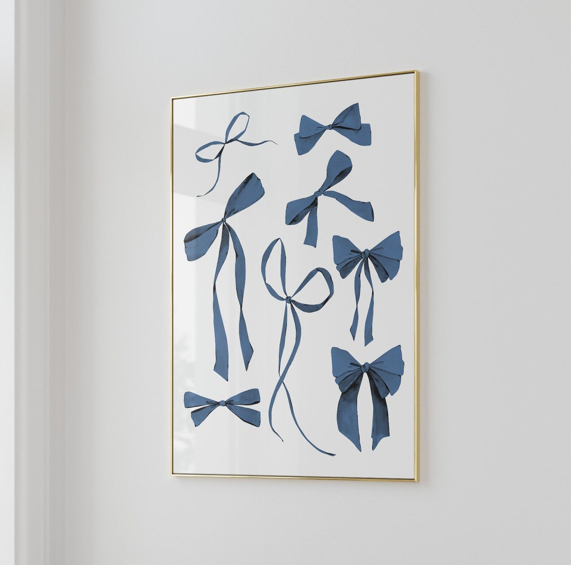 Navy Blue Ribbon Bows Watercolor Pattern Home Decor Poster Dorm Decor - Image 3
