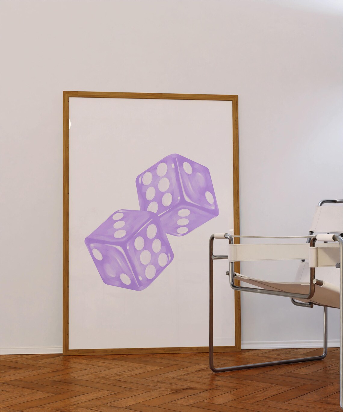 Two Lilac Fuzzy Dice Soft Watercolor Preppy Dorm Room Poster - Image 2