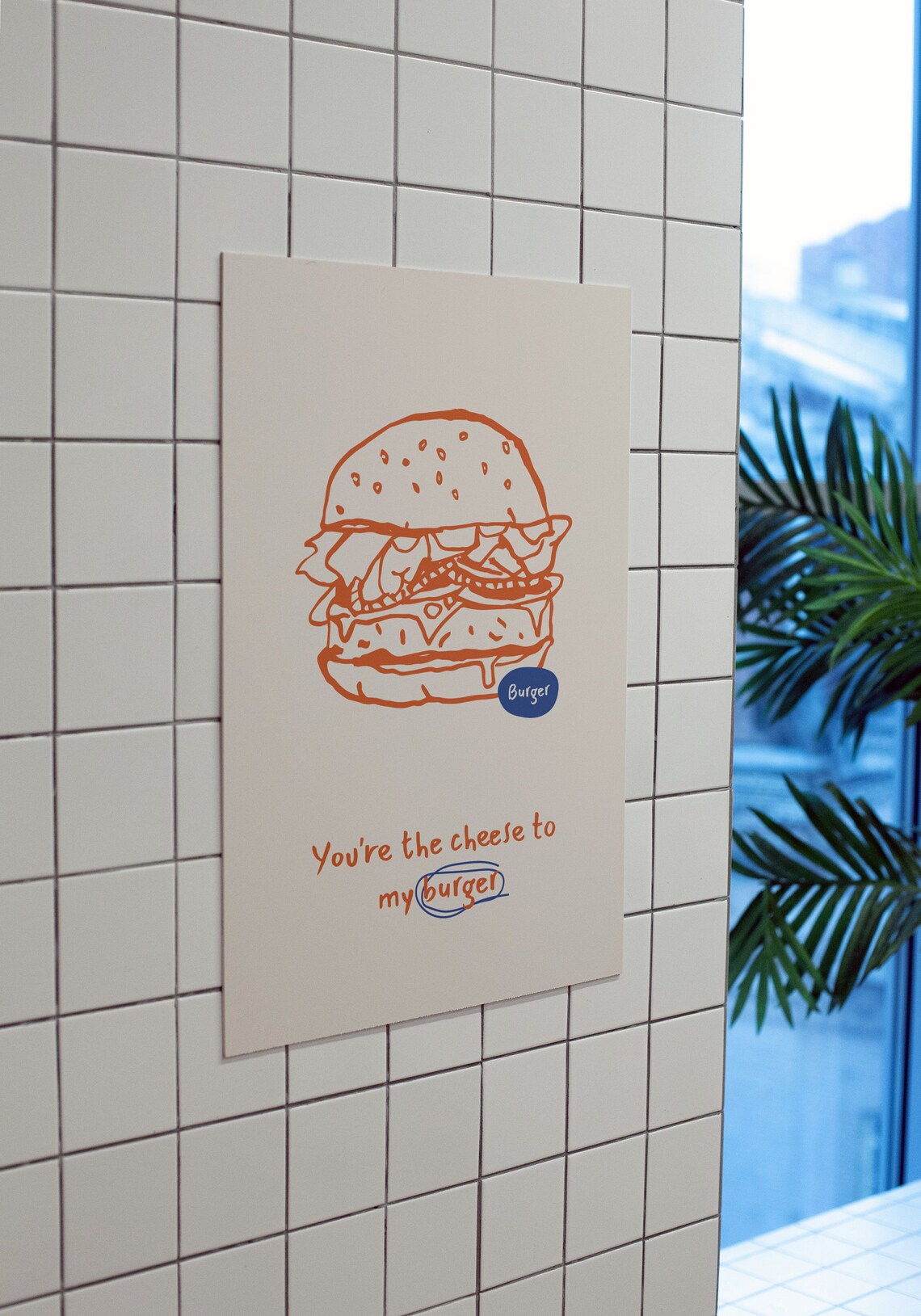 You Are the Cheese to My Burger Cute Kitchen Food Art Poster - Image 2