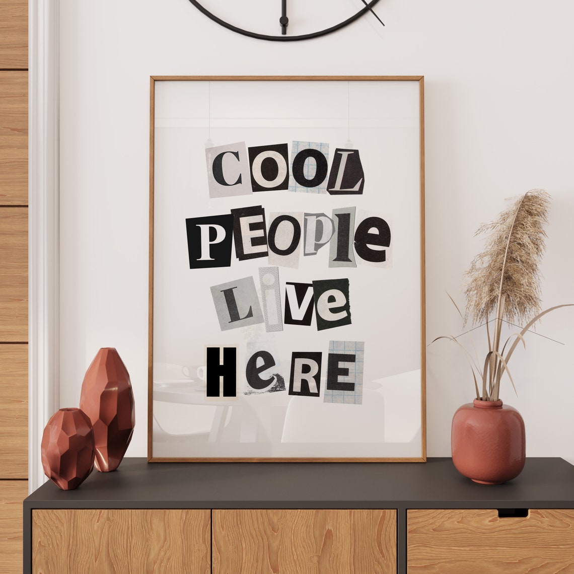 Cool People Live Here Ransom Note Typography Punk Zine Wall Poster