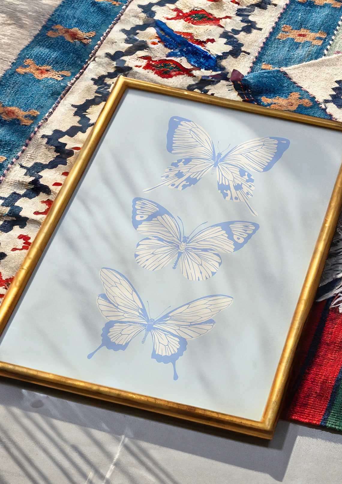 Light Blue Butterfly Trio Illustration Soft Aesthetic Nature Poster - Image 2