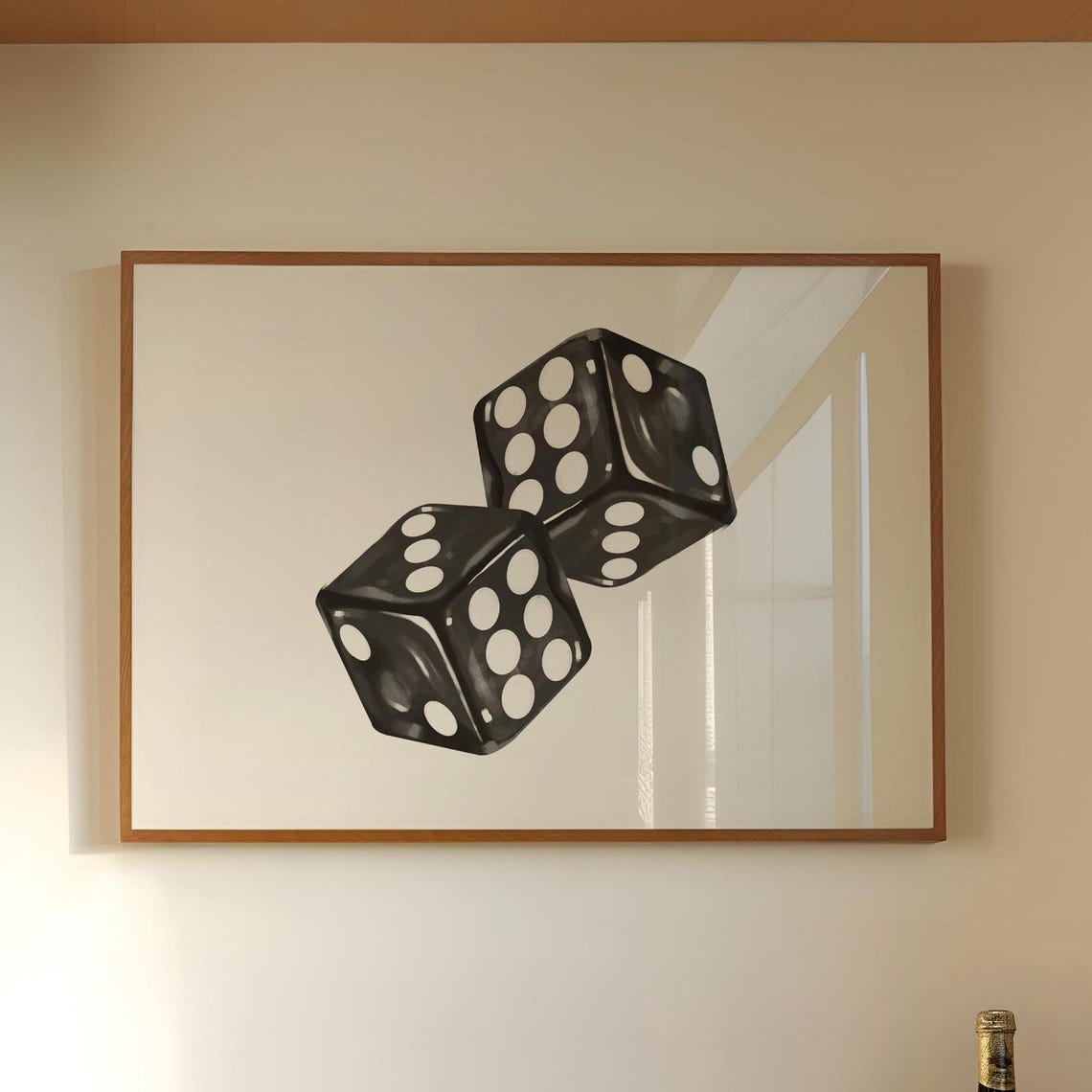 Two Black Dice Minimalist Monochrome Preppy Lucky Wall Poster - Image 2