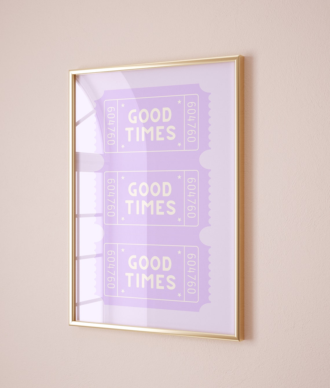 Good Times Ticket Stubs Lilac Purple Retro Preppy Typography Poster