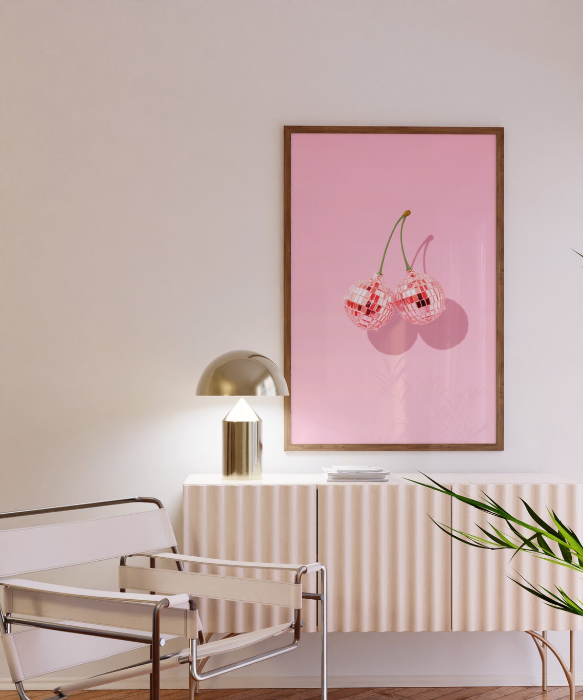 Pink Disco Ball Cherry Mirrorball Trendy Aesthetic Dorm Art Poster - Image 3