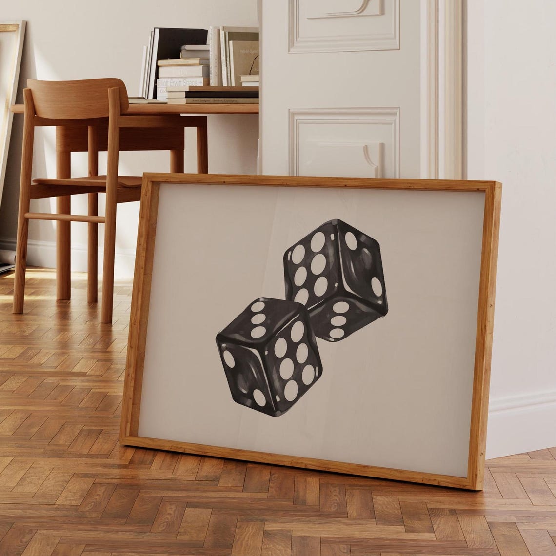 Two Black Dice Minimalist Monochrome Preppy Lucky Wall Poster - Image 4