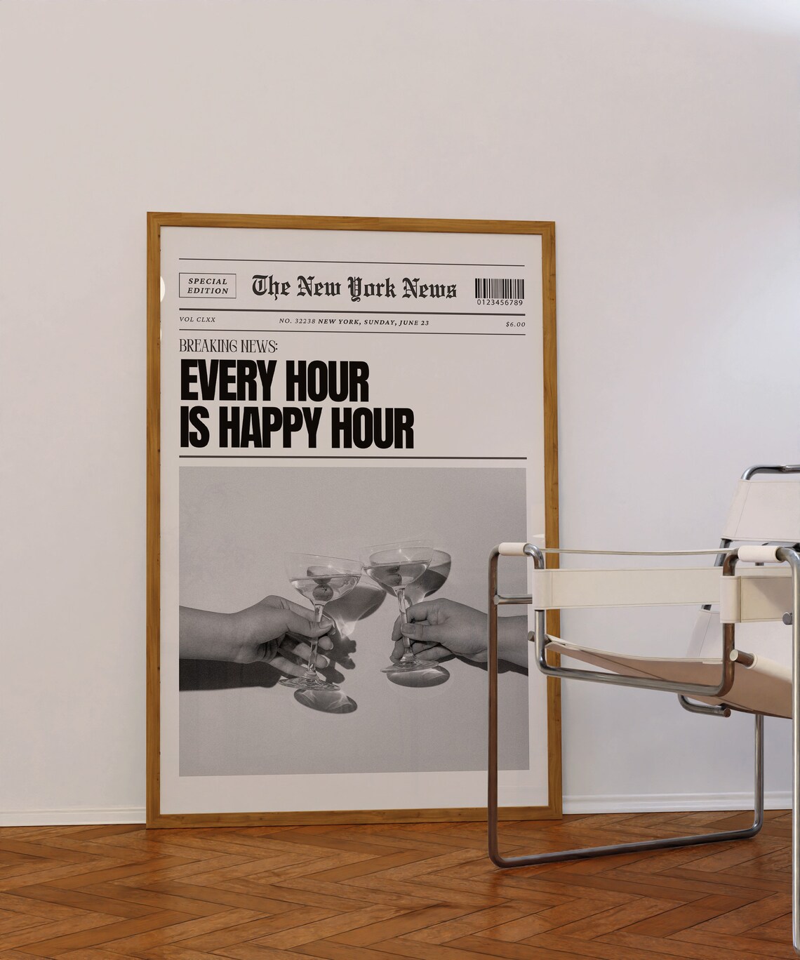 Newspaper Cocktail Poster, Vintage Retro Bar Cart - Image 2