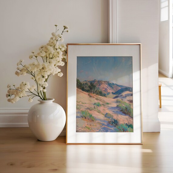 Serene Hills Art Print Desert Mountain Landscape Impressionist Nature Wall Art Modern Earth Tones Peaceful Scene