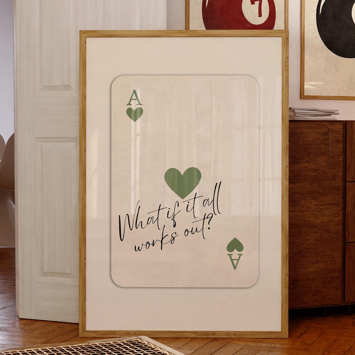 Sage Green Ace Card Retro Minimalist Art Print