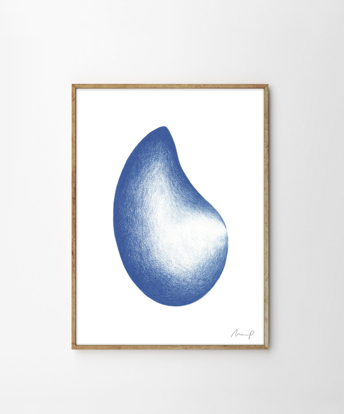 Serene Cobalt Blue Water Droplet Minimalist Abstract Art Poster - Image 3