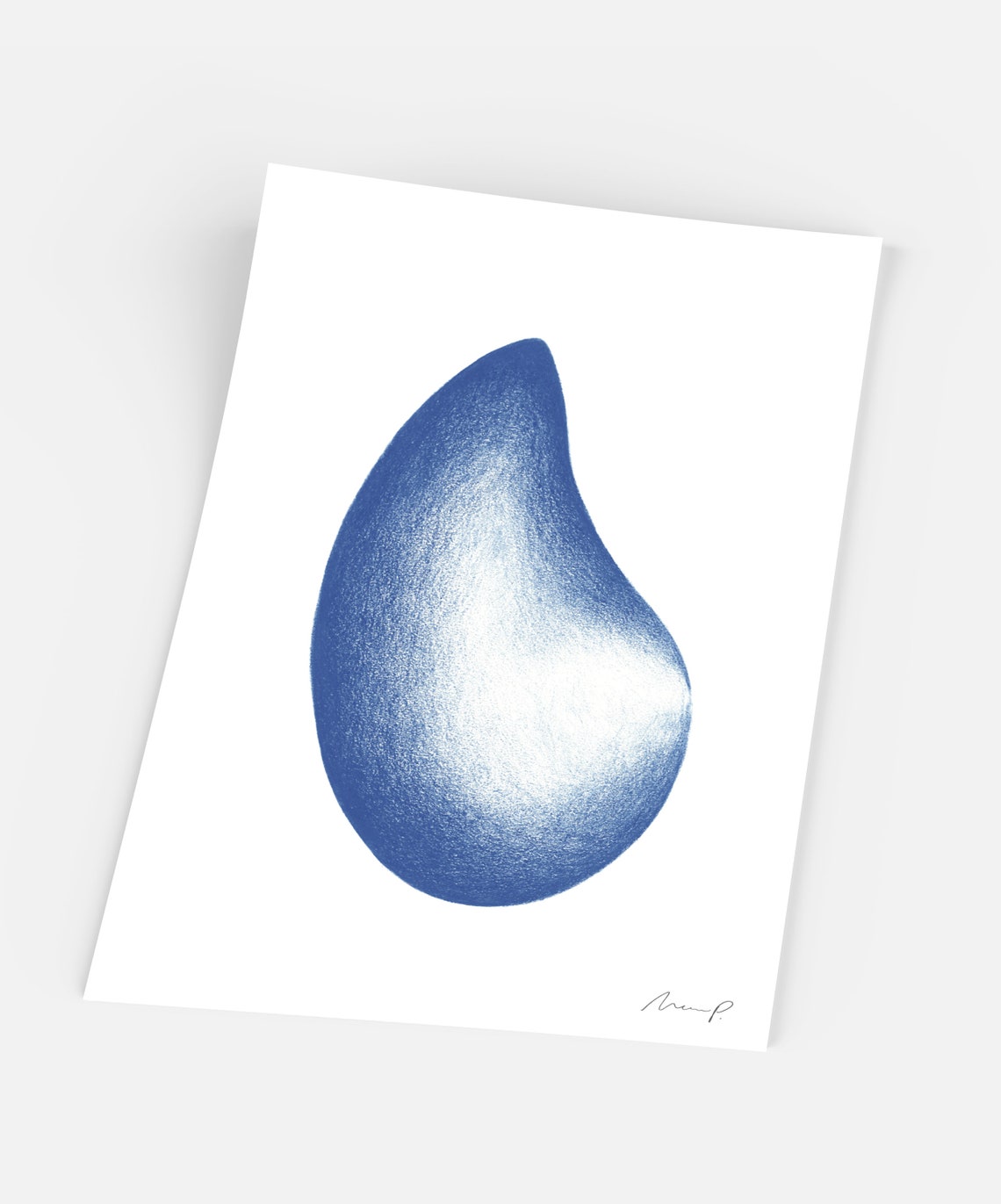 Serene Cobalt Blue Water Droplet Minimalist Abstract Art Poster - Image 4