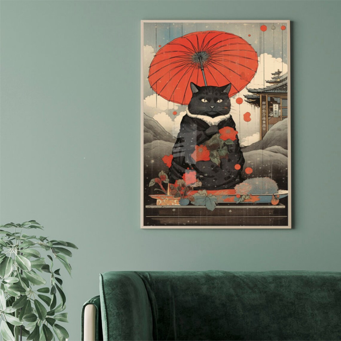 Hokusai Japanese Cat, Asian Wall Art Print - Image 2