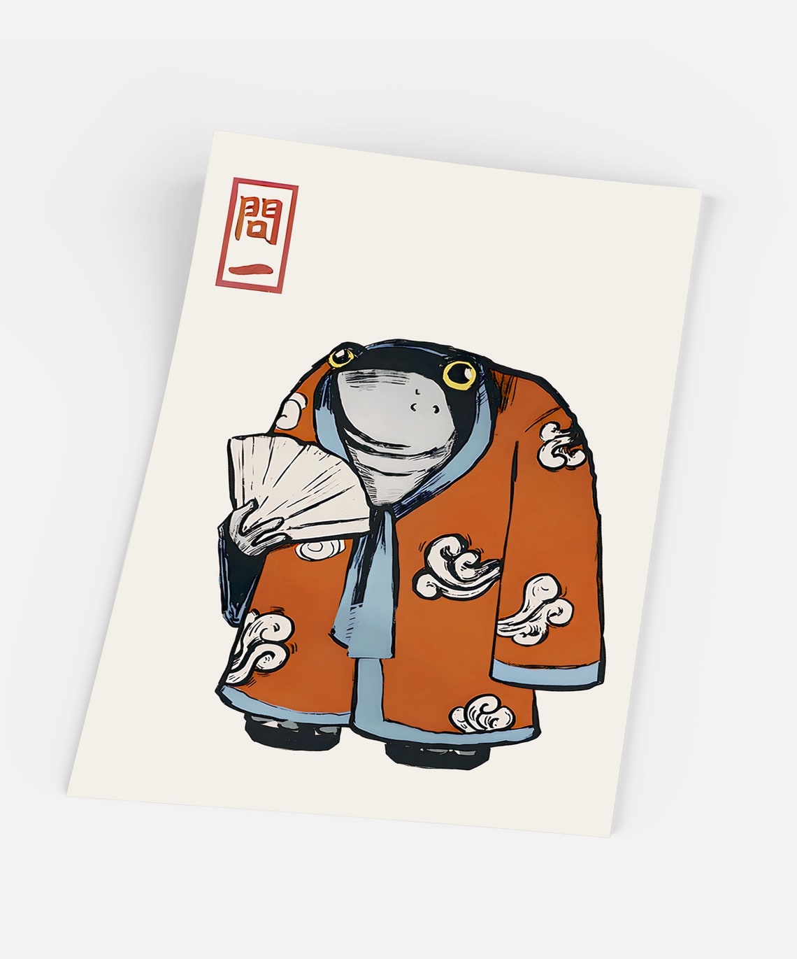 Charming Japanese Frog in Kimono Holding Fan Ukiyo E Style Poster - Image 5