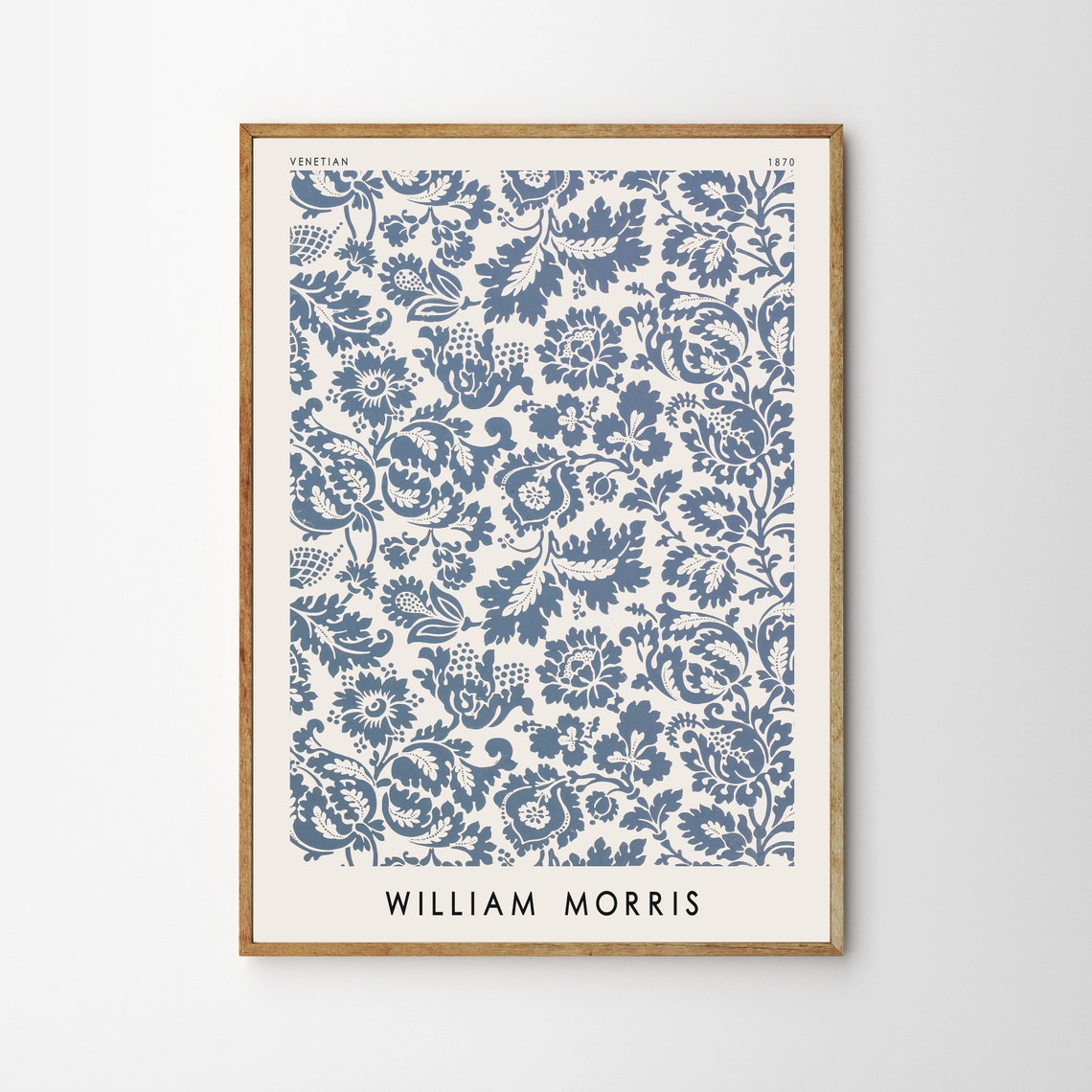 William Morris Venetian 1870 Blue Floral Pattern Vintage Poster - Image 4