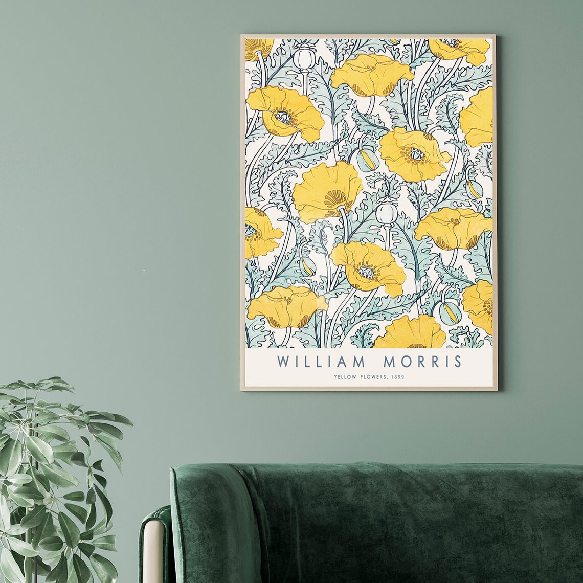 William Morris Yellow Flowers, Art Nouveau Poster Print - Image 2
