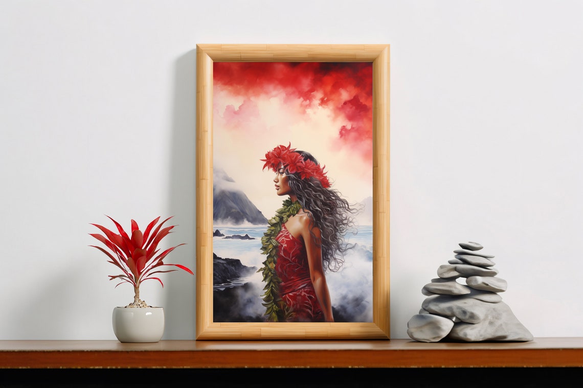 Hawaii Goddess Pele Watercolor Hawaiian Volcano Goddess Art Unique Hawaiian Gift - Image 2