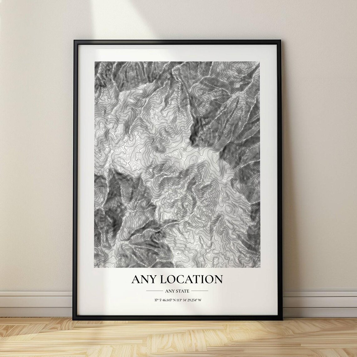 Custom Topographic Map, Contour Map Art Print