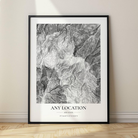 Custom Topographic Map, Contour Map Art Print