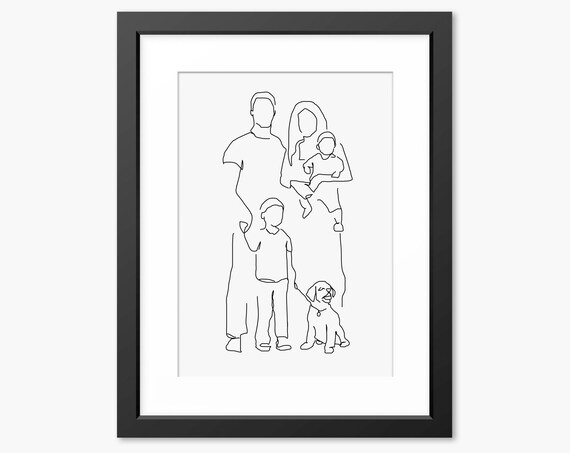 Family Art Print Mothers Day Gift Line Art Print Line Drawing Family Illustration Family Drawing Gift For Mom Mum Family Portrait