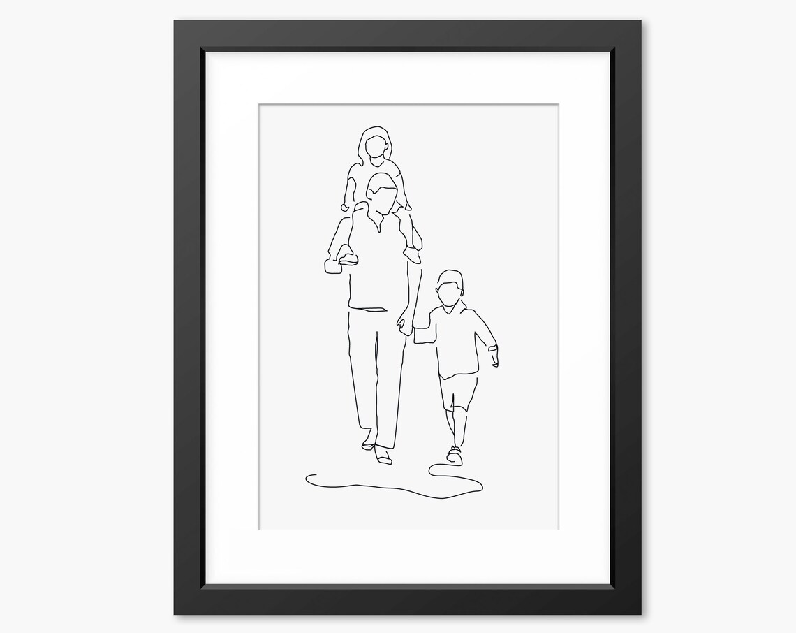 Father With Child on His Shoulders and Son by the Hand Poster