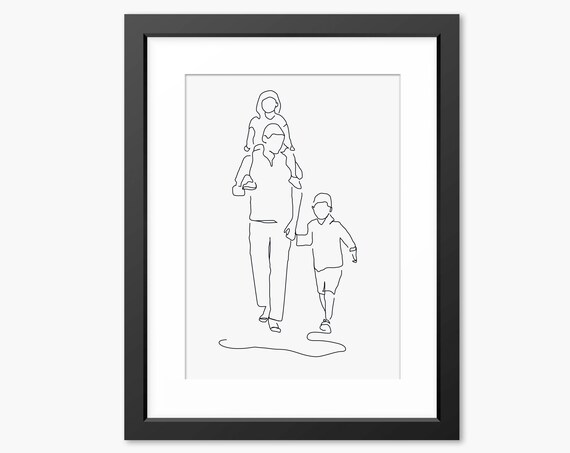 Line Art Print Line Drawing Family Print Fathers Day Gift Fathers Day Print Family Illustration Gift For Dad Special Dad Gift Art